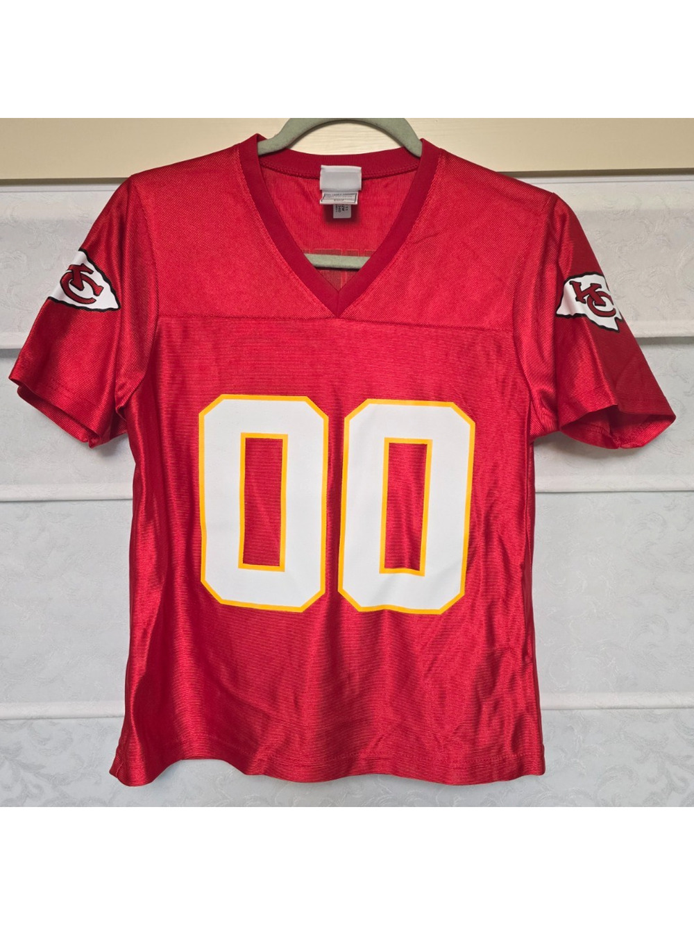 Kansas City Chiefs Womens Small Red 00 NFL Team Apparel Jersey Shirt V Neck NEW